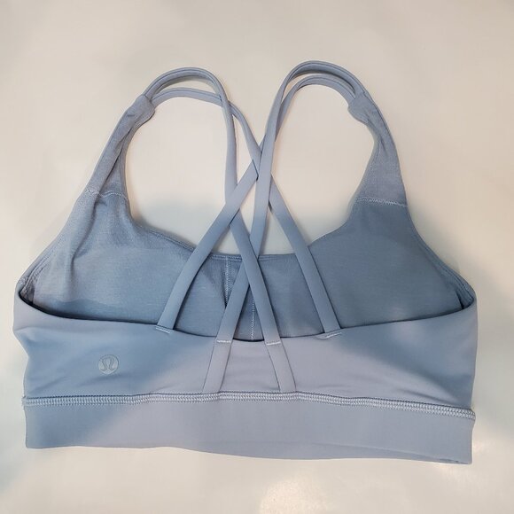 2 Pack Lululemon Energy Bras 1 Black 1 Blue Linen Size 6 Med Sup size B, C cups - Picture 11 of 16